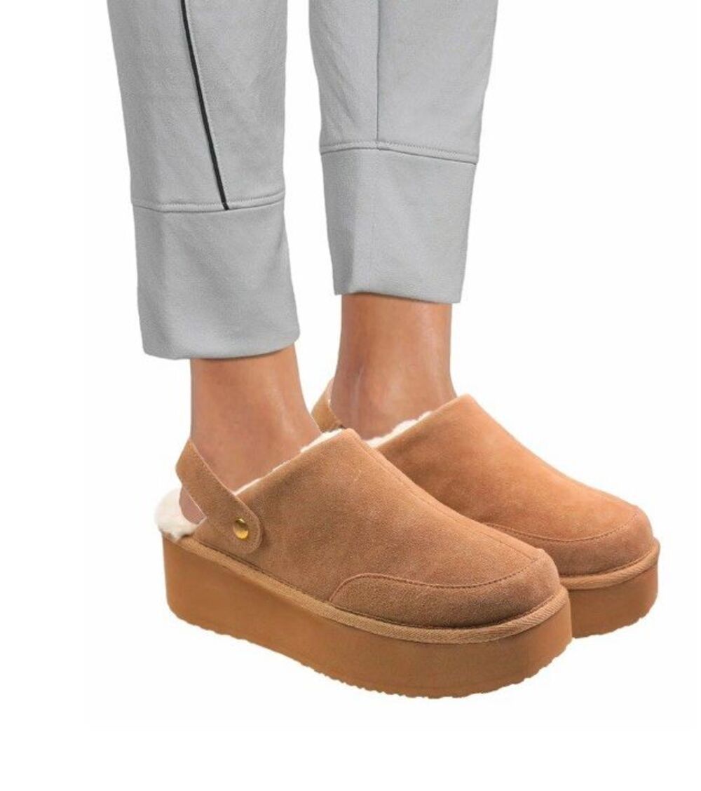 Joyspun Women’s Faux Fur Brown Convertible Clog Slippers Cozy Size 10 NWT